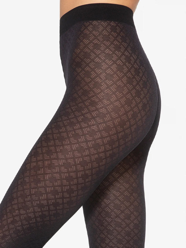 Gatta matinės raštuotos mikrofibros pėdkelnės "Loretta 135 50 Den Black"