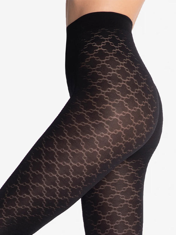 Gatta matinės raštuotos mikrofibros pėdkelnės "Loretta 137 50 Den Black"
