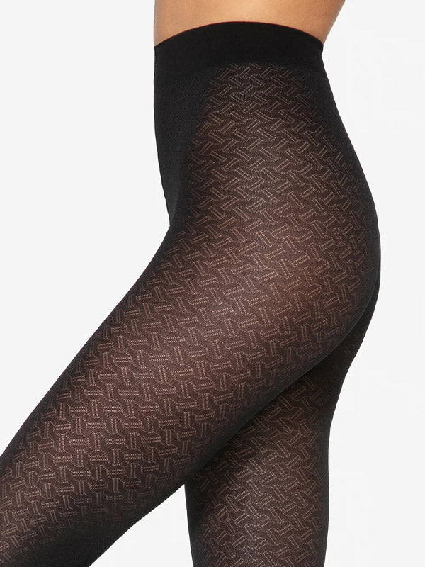 Gatta matinės raštuotos mikrofibros pėdkelnės "Loretta 138 50 Den Black"