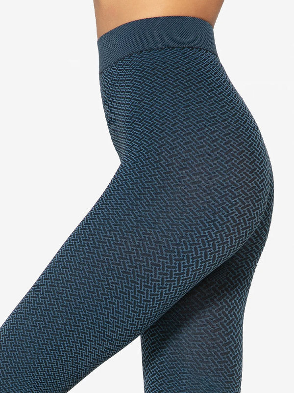 Gatta neperregimos raštuotos mikrofibros pėdkelnės "Sassi 09 50 Den Midnight Blue - Black"