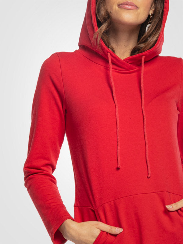 Tessita medvilninė suknelė su gobtuvu "Nemira Red"