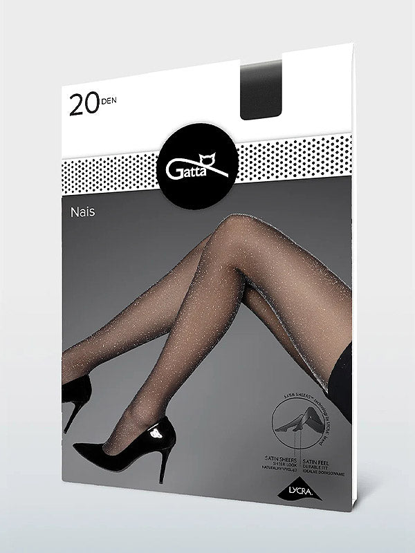 Gatta žėrinčios pėdkelnės "Nais 20 Den Black - Gold Lurex"