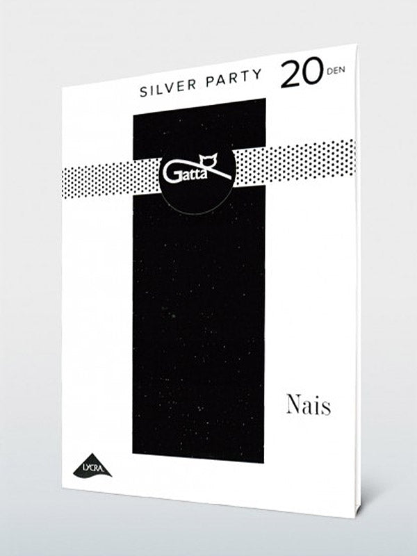 Gatta žėrinčios pėdkelnės "Nais 20 Den Black - Silver Lurex"