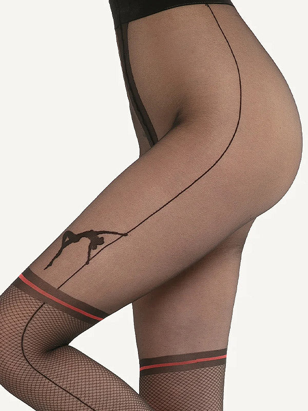 Gatta pėdkelnės su kojinių imitacija "Rita 01 Black - Red"