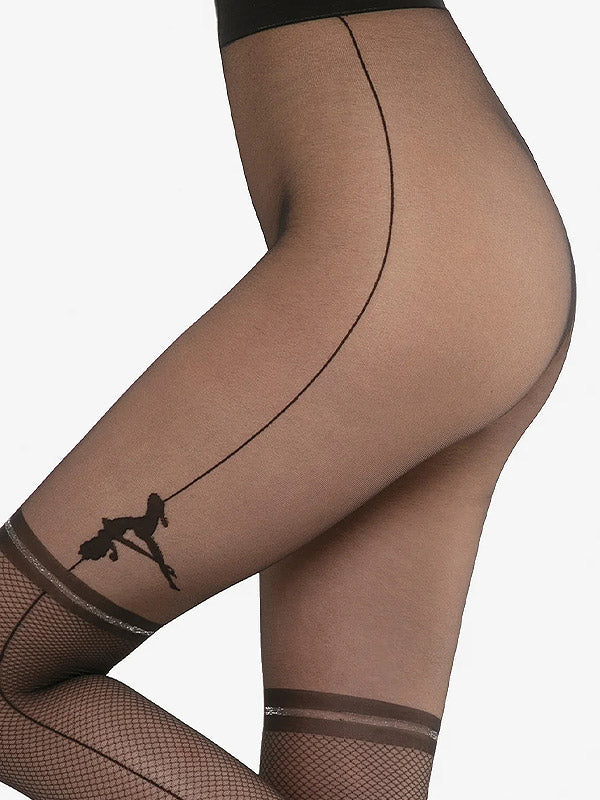 Gatta pėdkelnės su kojinių imitacija "Rita 02 Black - Silver Lurex"