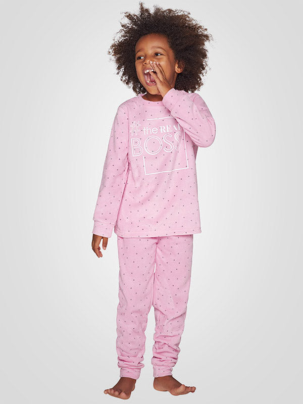 Muydemi minkšta vaikiška pižama "Boss Girl Light Pink - White - Grey"