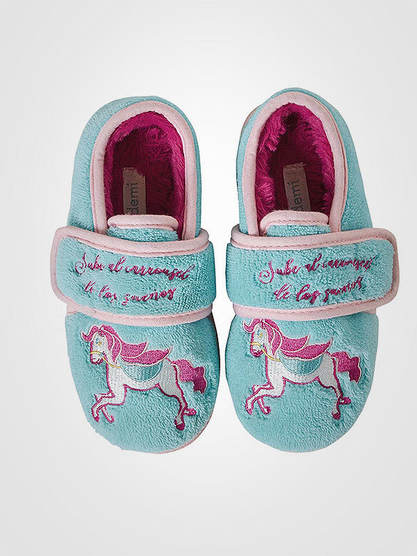 Muydemi vaikiškos šlepetės su auliukais "Unicorn Light Blue - Pink"