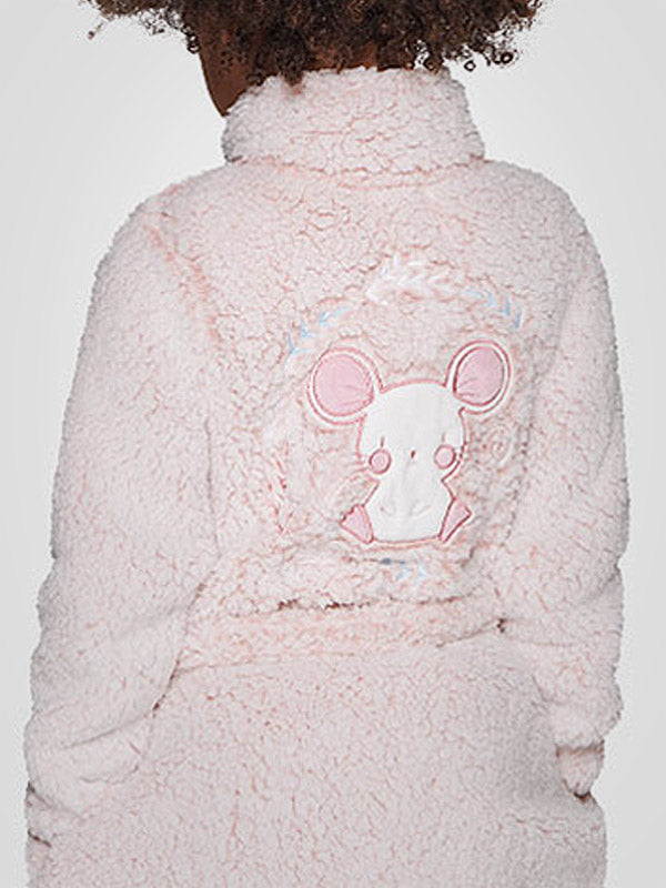 Muydemi vaikiškas chalatas su užtrauktuku "Little Mouse Light Pink - White"