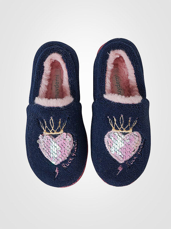 Muydemi vaikiškos šlepetės su auliukais "Rock Queen Navy - Pink - Gold"