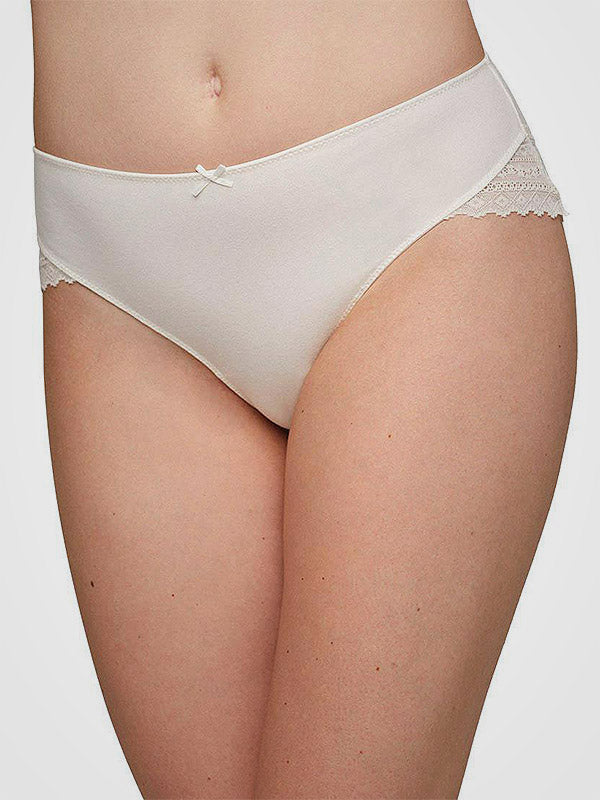 Ysabel Mora medvilninės kelnaitės su nėriniais "Perla Cream"