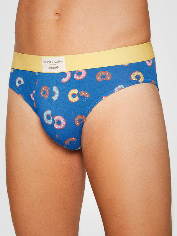 Ysabel Mora 2 vyriškų medvilninių kelnaičių komplektas "Donuts Blue - Red - Multicolor"