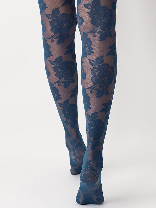 Oroblu raštuotos pėdkelnės "All Colors Lace 20 Den Cobalt"