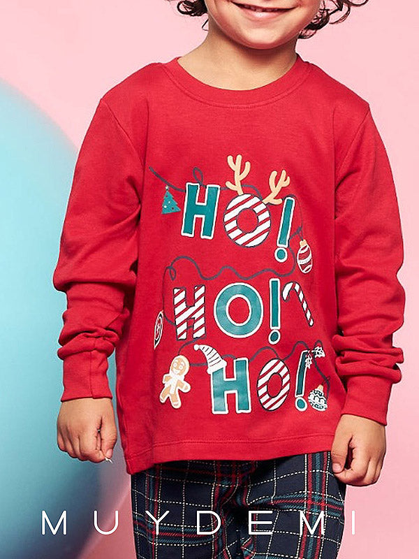 Muydemi ilga pižama berniukui "Ho Ho Ho Boy Red - Navy - Multicolor"
