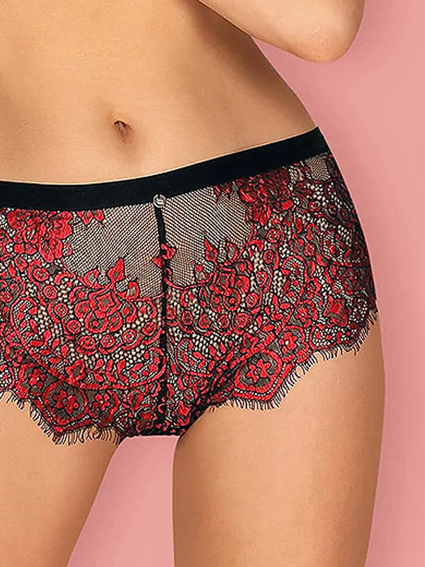 Obsessive nėriniuotos kelnaitės šortukai "Redessia Black - Red"