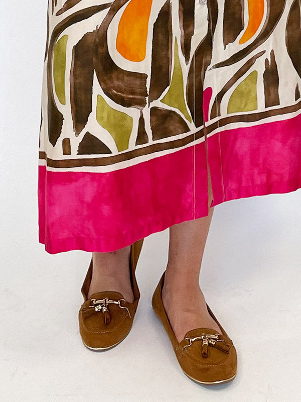 Il Vento E La Seta medvilninė midi suknelė su dirželiu "Simone Sand - Multicolor"