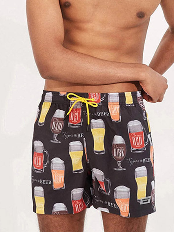 Ysabel Mora vyriški maudymosi šortai "Types of Beer Black - Red - Orange"