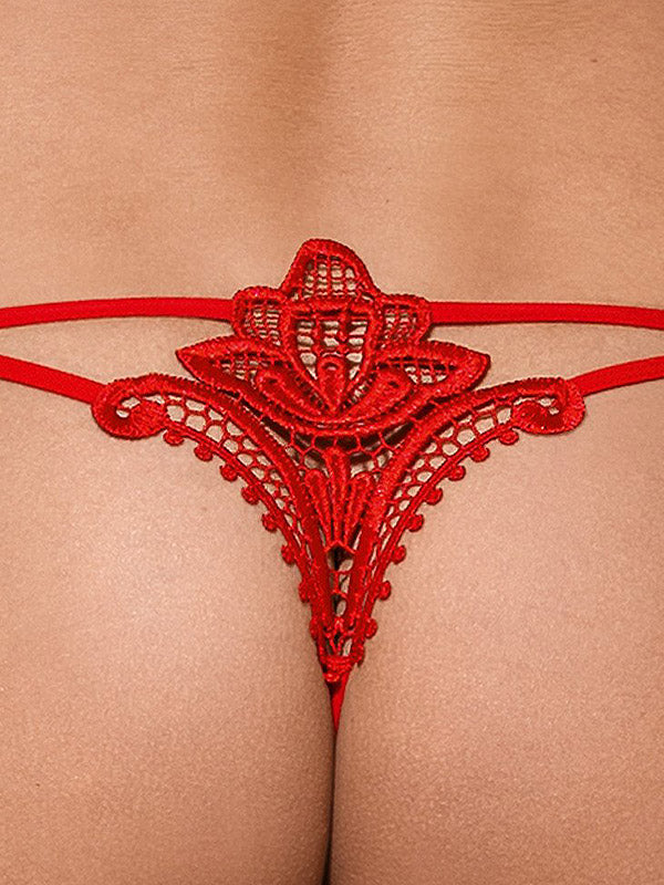 Obsessive kelnaitės stringai su nėriniais "Luiza Red"
