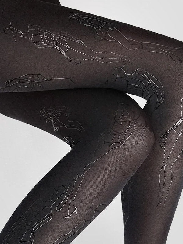 Marilyn prabangios pėdkelnės su nėrinių ir silikono juosta "Dream Line X07 60 Den Black"