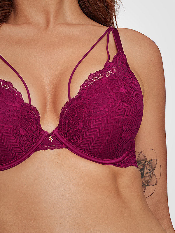 Esotiq push up liemenėlė su nėriniais "Troia Fuchsia"