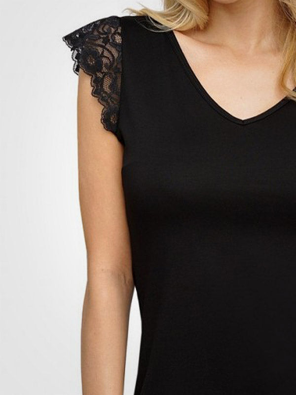 Donna viskoziniai naktiniai su mini rankovėmis "T!ssi 106 Black"