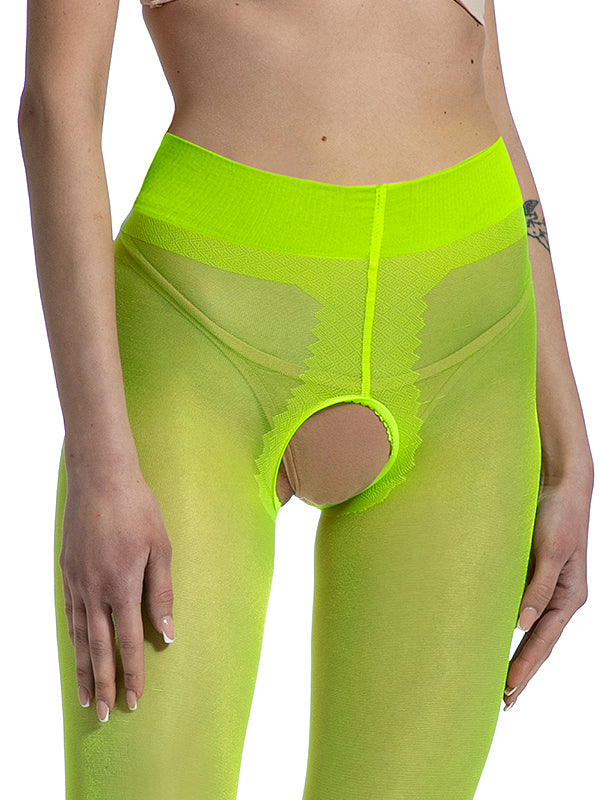 Amour pėdkelnės atviru tarpkoju "Hip Gloss 20 Den Neon Yellow"