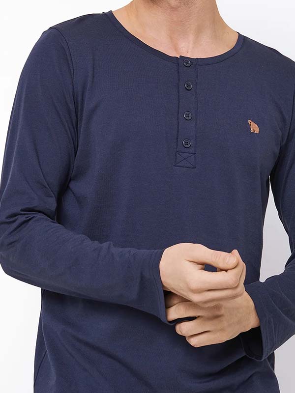 Aruelle medvilnės ir modalo vyriška pižama "Ben Long Navy - Brown"
