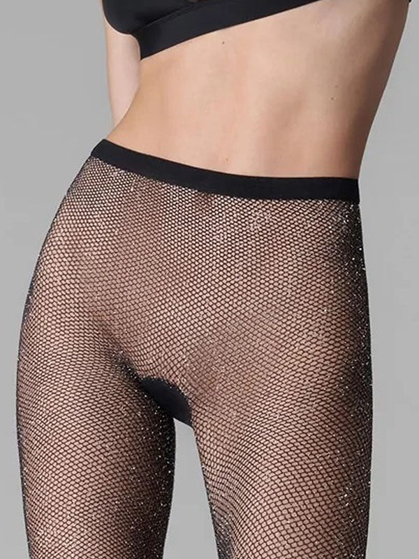 Maison Close tinklinės pėdkelnės su liureksu "Avec Amour Black - Silver"