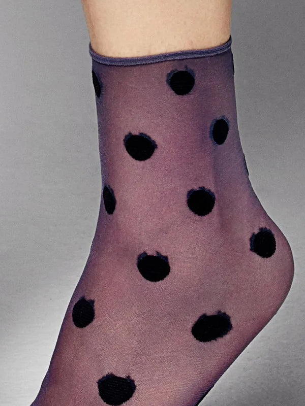 Veneziana taškuotos kojinaitės "Kylie Blue - Black Dots"