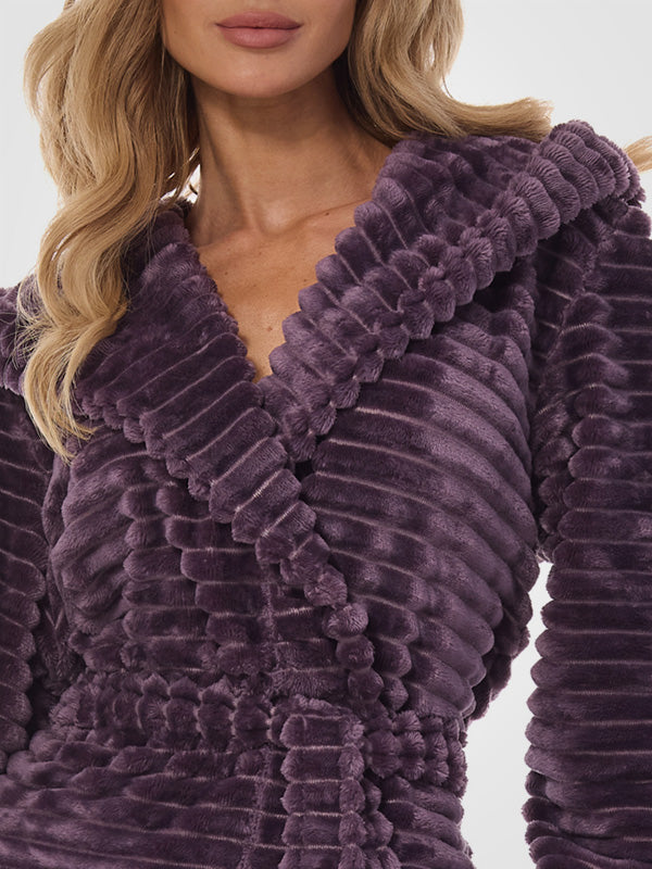 L&L raštuotas chalatas su gobtuvu "Robin Amethyst"