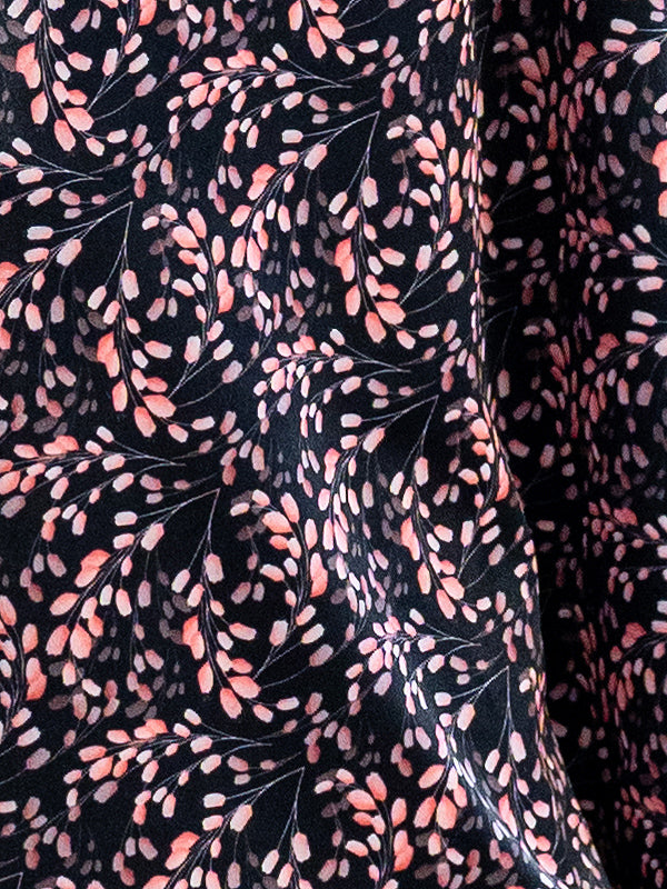 Lega ilgas veliūrinis sijonas "Viki Black - Rose Flower Print Velour"