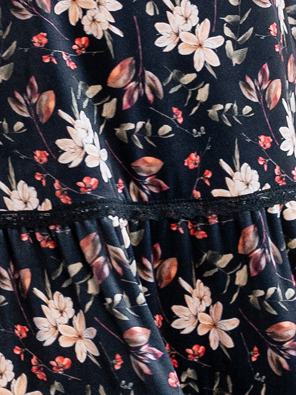 Lega veliūrinė midi suknelė "Kayla Black - Multicolor Flower Print Velour"