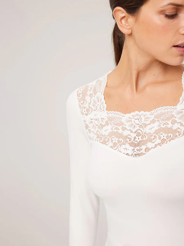 Ysabel Mora termo marškinėliai su nėriniais "Amaris Off White"