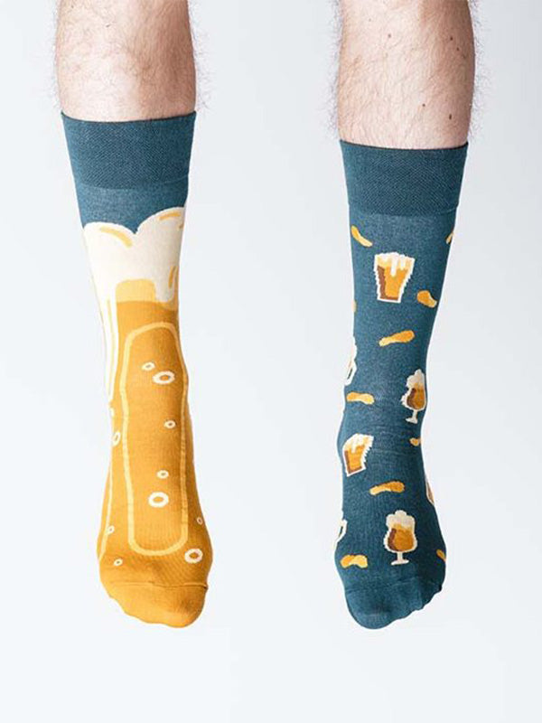 Spalvotos Kojines unisex medvilninės kojinės "Yeast Drink Yellow- Emerald"