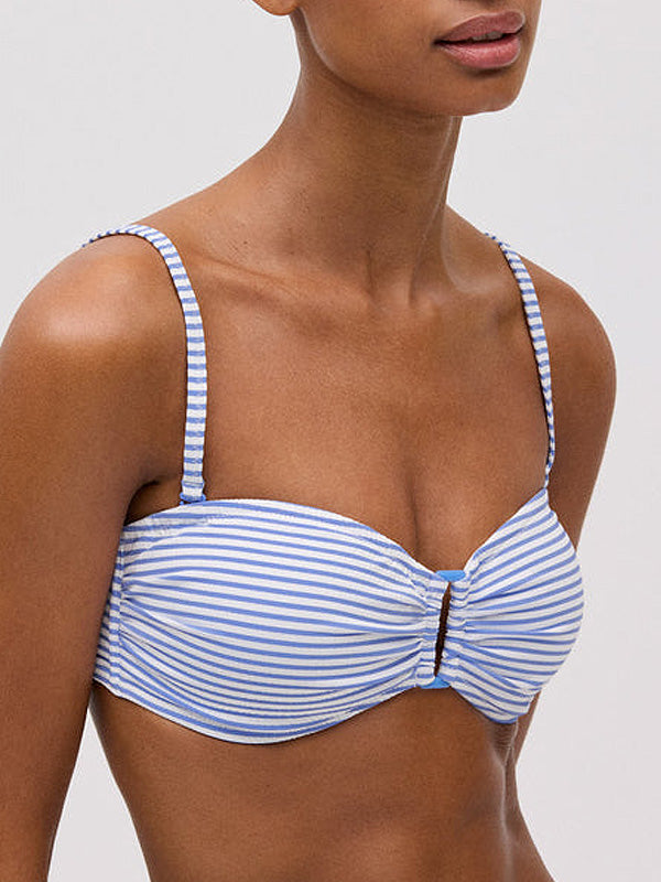 Ysabel Mora bandeau maudymosi kostiumėlis formuotais kaušeliais "Lorena White - Blue"