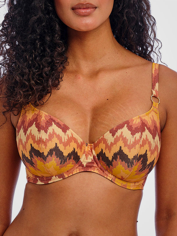 Freya bikini maudymosi kostiumėlis su lankeliais "Arizona Wave 2 Orange - Brown - Black Lurex"