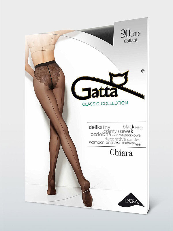 Gatta matinės pėdkelnės su siūle ir sustiprinta pėda "Chiara 20 Den Black"