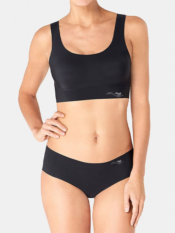 Sloggi lazeriu kirpta minkšta bevielė liemenėlė "Zero Feel Top Black"