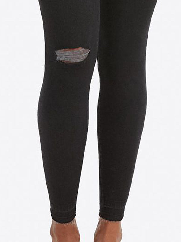 Spanx koreguojantys džinsai-leginsai "Vintage Distressed Black"