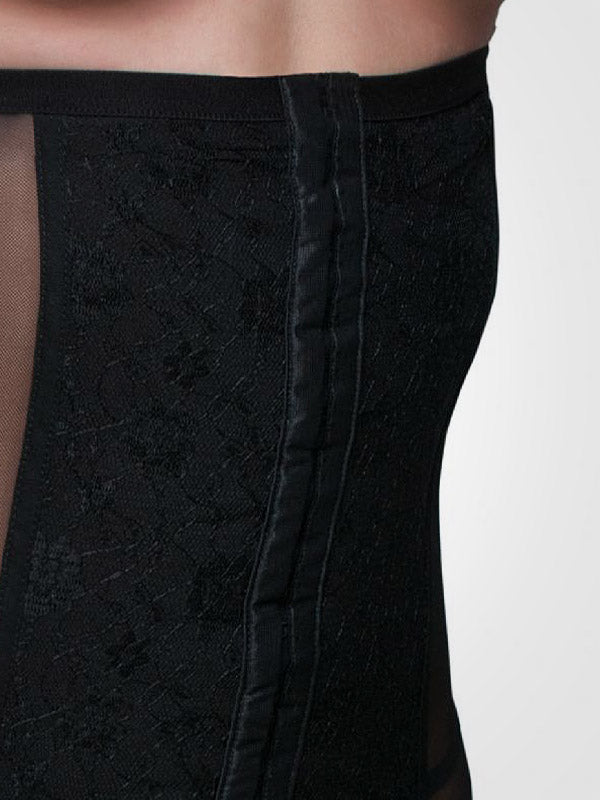 Nylon Dreams 6 diželių perregimas korsetas su nėriniais "Waist Cincher Power Mesh Black"