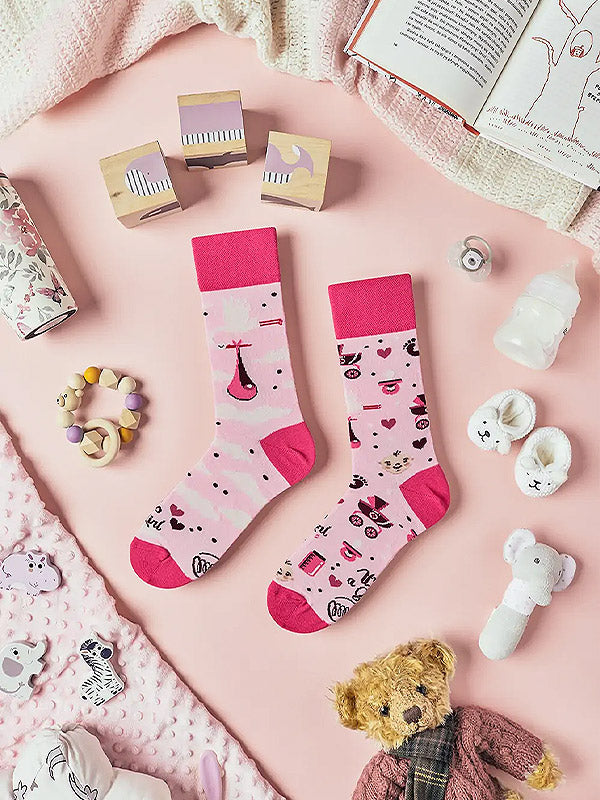 Many Mornings unisex medvilninės kojinės "It's A Girl Pink"