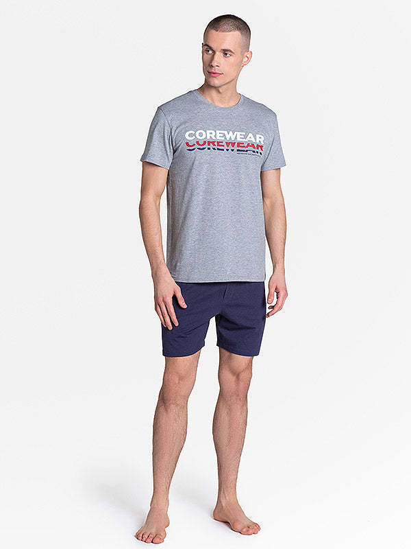 Henderson medvilninė vyriška pižama "Lark Melange - Navy"