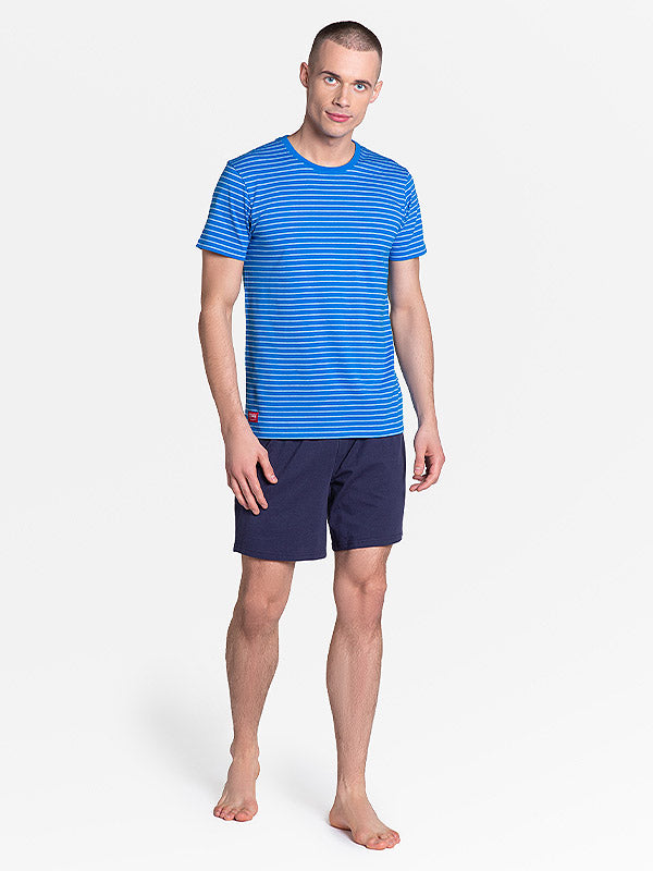Henderson medvilninė vyriška pižama "Lane Blue - Navy - White Stripes"