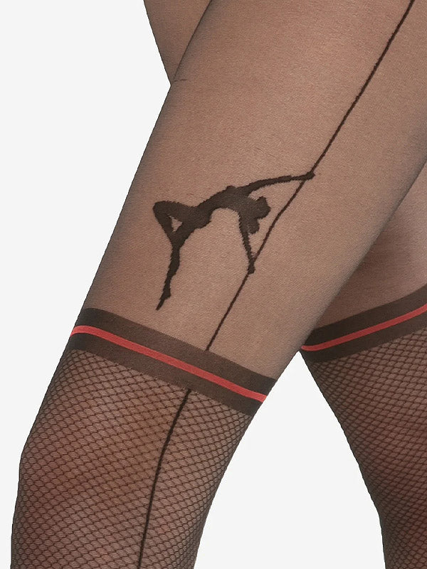 Gatta pėdkelnės su kojinių imitacija "Rita 01 Black - Red"