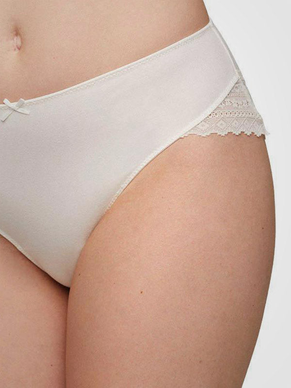 Ysabel Mora medvilninės kelnaitės su nėriniais "Perla Cream"