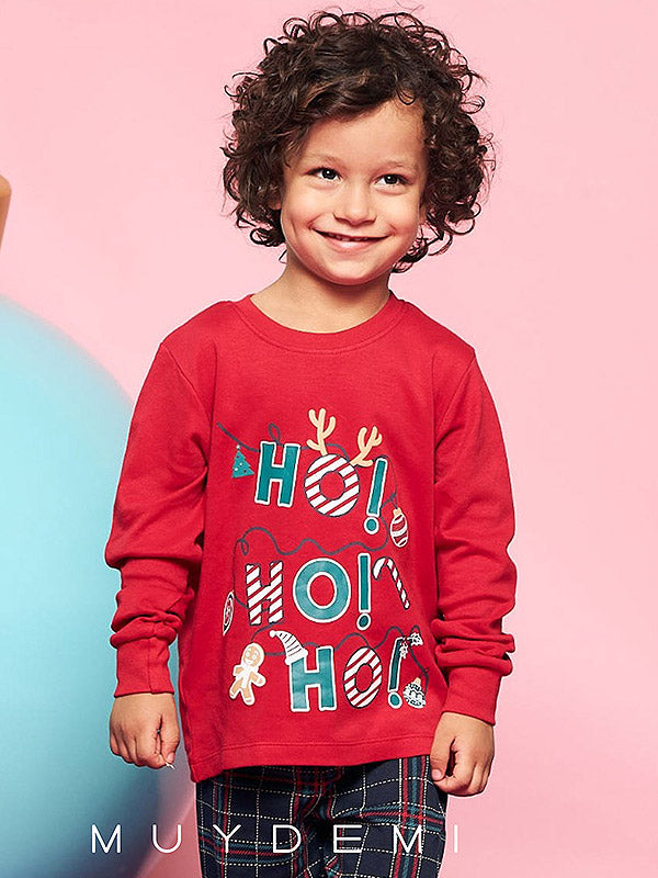 Muydemi ilga pižama berniukui "Ho Ho Ho Boy Red - Navy - Multicolor"
