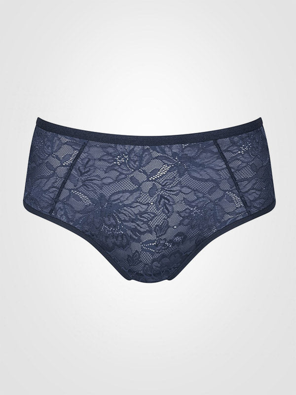 Triumph aukšto juosmens nėriniuotos kelnaitės "Amourette Charm Maxi 01 Dark Blue"