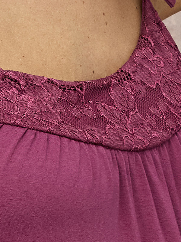 Lega viskoziniai naktiniai su nėriniais "Dalima Plum Red"