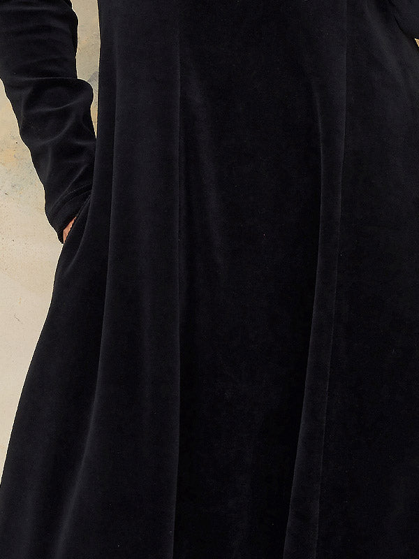 Lega midi medvilninė suknelė su gobtuvu "Cameron Black Velour"