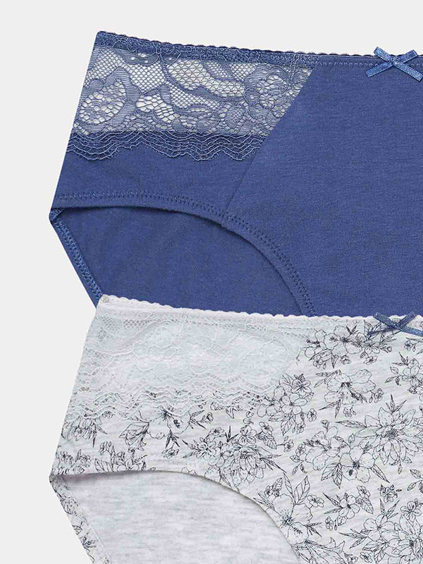 Henderson 2 medvilninių kelnaičių komplektas "Hally Blue - Grey Melange"