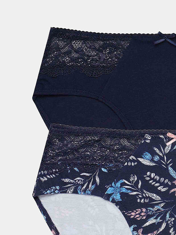 Henderson 2 medvilninių kelnaičių komplektas "Hally Navy - White - Pink"